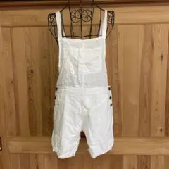 値下げ ホワイト ショートオーバーオール