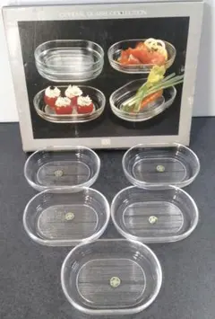 未使用品 HOYA ガラス製楕円形皿 5個セット