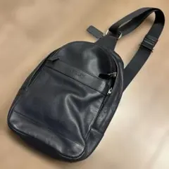 COACH ネイビー レザー ショルダーバッグ
