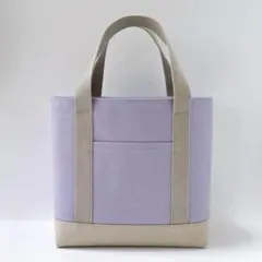 ラベンダー＆グレージュ　帆布　ハンドメイド　トートバッグ　ファスナー付き☆のサムネイル