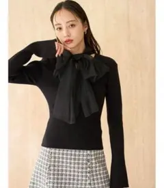 【SNIDEL】ニュアンスリボンニットプルオーバー