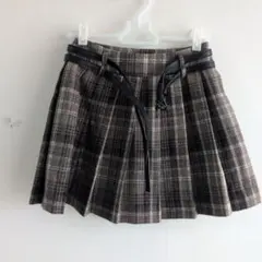 Darich　ダブルベルト　チェック柄　プリーツミニスカート ブラウン系