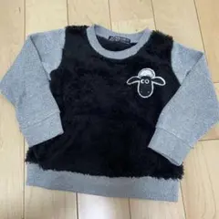 さく様【最安値】ひつじのショーン♡刺繍トレーナー 100cm 黒×灰色 起毛