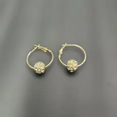 ゴールド フープピアス ビーズ装飾