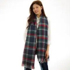 ★新品・送料無料★大判ストール　千鳥×ブルーチェック