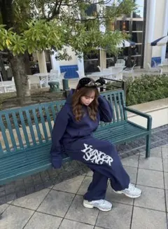 younger song セットアップ ネイビー×ドット S