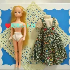 ♥①リカちゃん　人形　花柄ワンピース　昭和レトロ　ヴィンテージ