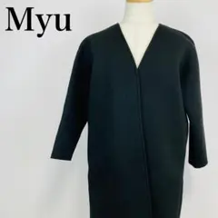 Myu ノーカラーコート 黒 F 0609-Aのサムネイル