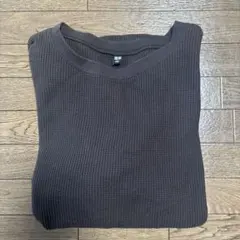 ユニクロ　ワッフル　Lサイズ　七分袖　ブラウン