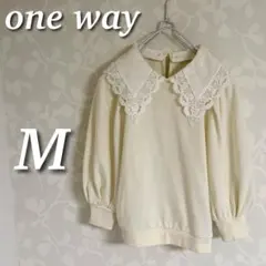 one way レース襟スウェット　裏毛　丈短め　七分袖　プルオーバー　Mのサムネイル