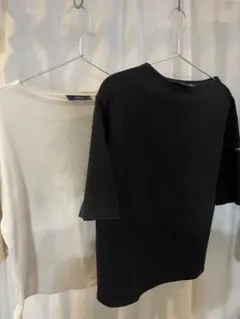 SAINT JAMES セントジェームス黒&きなり半袖Tシャツ