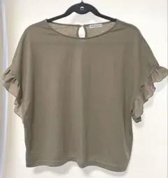 earth music and ecology 袖フリル大人可愛いトップスカーキ