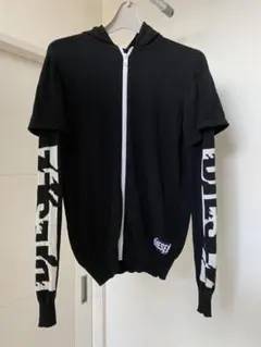 DIESEL ディーゼル／薄手 レイヤード ニット パーカー S