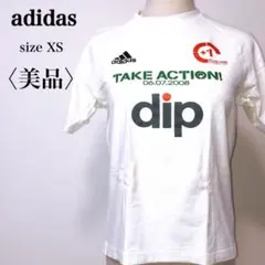 アディダス フロント＆バックプリント柄 コットン100% 半袖 白Tシャツ