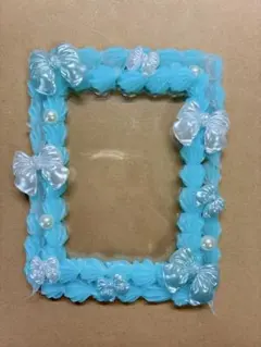 水色リボン　トレカケース　ホイップデコ　縦入れ