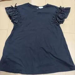 《キッズ服3点999円対象》hushush 水玉フリル袖 ワンピース 120cm