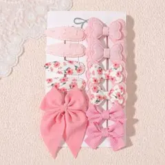 女の子ヘアピン セット リボン 花柄 ピンク ベビー キッズヘアアクセ 新品
