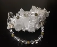 天然石・ルチルクォーツとカット水晶のデザインブレスレット