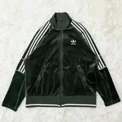【極美品】アディダス トラックトップ ベロアジャケット ジャージ XL グリーン