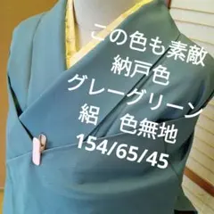 6173この色もいい感じ　納戸色　グレーグリーン　絽　色無地