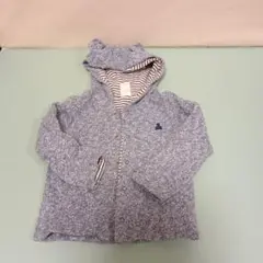 フード付き青系ニットトレーナー