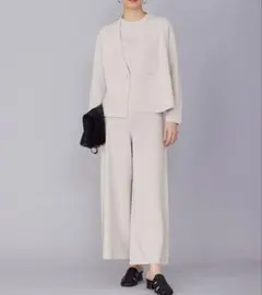 ICB オンワード　ハイゲージスムース ノーカラージャケット トープ　Lサイズ