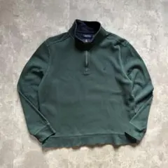00s NAUTICA 古着 ハーフジップスウェット 刺繍ロゴ M 緑 グリーン