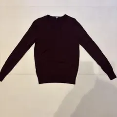UNIQLO ワインレッド Vネック ニット Sサイズ
