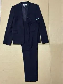★PLST★ネイビー ノーカラー ジャケット パンツセットアップ