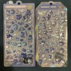 ボンボンドロップシール　オリジナル　よるねこ　猫　2枚セット
