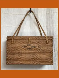 バリ島　アタバッグ　蓋つき　カゴバッグ