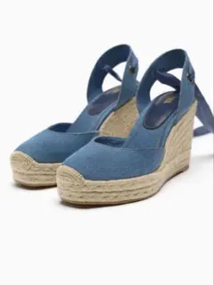 新品未使用レースアップサンダル 厚底 ブルーデニム