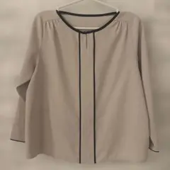 SサイズAOKI LES MUES Femme ベージュ八分袖パイキングブラウス