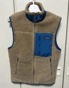 patagonia フリースベスト XS ベージュ/青