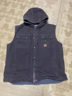 D*N様 【希少】カーハート Carhartt ダックベスト フード グレーXX Carhartt（カーハート） 古着 フード付き ダックベスト メンズM相当