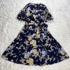 美品、LAUREN、ローレン ラルフローレン、花柄、カシュクールワンピース