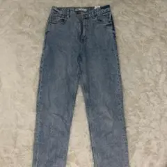 ZARA ハイライズ ストレートデニムパンツ ライトブルー