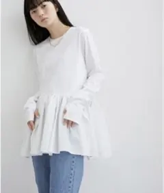 ADAM ET ROPE' 《逸品シリーズ》RENUタフタティアードロングTEE