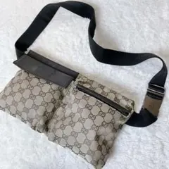 GUCCI GGキャンバス ウエスト ポーチ 92543 クロスボディ バッグ