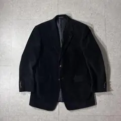 90s Zagatoコーデュロイテーラードジャケット黒ブラックくるみボタン
