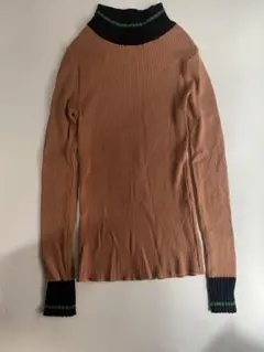 リブニット　リプ網　タートル　ライトオレンジ×ネイビー×グリーン