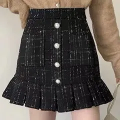 インパン裏地付きフリルツイードミニスカート[ac2082]