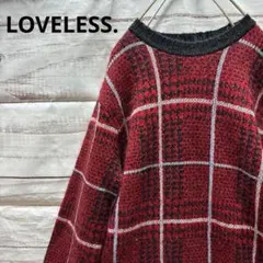 LOVELESS. チェック柄 モヘア混セーター ニットセーター 赤 黒のサムネイル