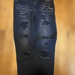 ダメージ加工ダークブルースキニー