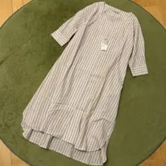 ストライプ ロングシャツワンピース 七分袖