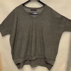 American holic Vネック 半袖ニット グレー系