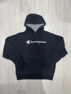 Champion ブラック オーバーサイズパーカー 裏起毛