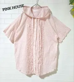 PINK HOUSE チェック柄 フード付きブラウス タグ付 - メルカリ