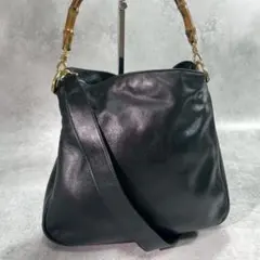 ✨美品✨GUCCI ショルダーバッグ 2way バンブー ブラック レザー