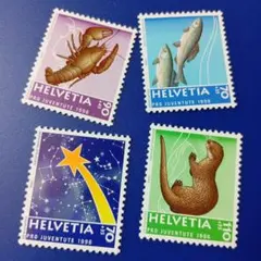 8930 外国切手 スイス 1996年 「プロ・ユベントゥーテ」動物 星座 4V